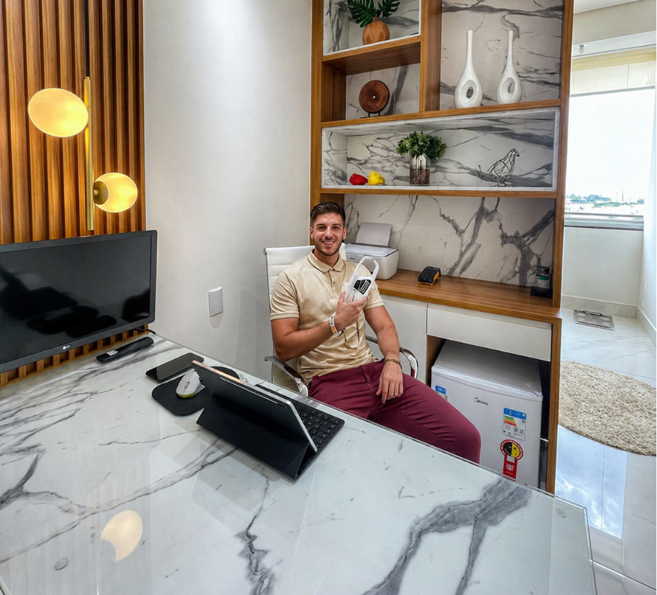 Yuri Belo em atendimento no consultório